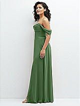 Side View Thumbnail - Vineyard Green Chiffon Corset Maxi Dress with Removable Off-the-Shoulder Swags