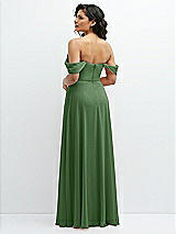 Rear View Thumbnail - Vineyard Green Chiffon Corset Maxi Dress with Removable Off-the-Shoulder Swags