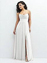 Alt View 1 Thumbnail - White Chiffon Corset Maxi Dress with Removable Off-the-Shoulder Swags