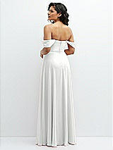Rear View Thumbnail - White Chiffon Corset Maxi Dress with Removable Off-the-Shoulder Swags