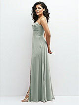 Alt View 2 Thumbnail - Willow Green Chiffon Corset Maxi Dress with Removable Off-the-Shoulder Swags