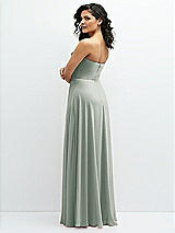 Alt View 3 Thumbnail - Willow Green Chiffon Corset Maxi Dress with Removable Off-the-Shoulder Swags