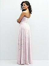 Alt View 3 Thumbnail - Watercolor Print Chiffon Corset Maxi Dress with Removable Off-the-Shoulder Swags
