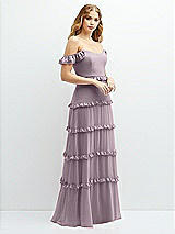 Alt View 2 Thumbnail - Lilac Dusk Tiered Chiffon Maxi A-line Dress with Convertible Ruffle Straps
