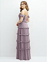Alt View 3 Thumbnail - Lilac Dusk Tiered Chiffon Maxi A-line Dress with Convertible Ruffle Straps