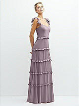 Side View Thumbnail - Lilac Dusk Tiered Chiffon Maxi A-line Dress with Convertible Ruffle Straps