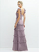 Rear View Thumbnail - Lilac Dusk Tiered Chiffon Maxi A-line Dress with Convertible Ruffle Straps