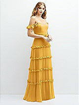 Alt View 2 Thumbnail - NYC Yellow Tiered Chiffon Maxi A-line Dress with Convertible Ruffle Straps