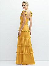 Rear View Thumbnail - NYC Yellow Tiered Chiffon Maxi A-line Dress with Convertible Ruffle Straps