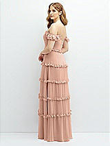Alt View 3 Thumbnail - Pale Peach Tiered Chiffon Maxi A-line Dress with Convertible Ruffle Straps
