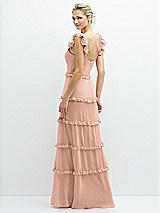 Rear View Thumbnail - Pale Peach Tiered Chiffon Maxi A-line Dress with Convertible Ruffle Straps