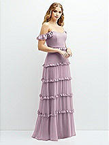 Alt View 2 Thumbnail - Suede Rose Tiered Chiffon Maxi A-line Dress with Convertible Ruffle Straps