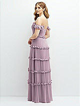 Alt View 3 Thumbnail - Suede Rose Tiered Chiffon Maxi A-line Dress with Convertible Ruffle Straps
