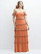 Alt View 1 Thumbnail - Sweet Melon Tiered Chiffon Maxi A-line Dress with Convertible Ruffle Straps