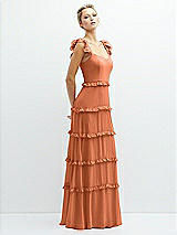 Side View Thumbnail - Sweet Melon Tiered Chiffon Maxi A-line Dress with Convertible Ruffle Straps