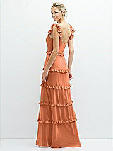 Rear View Thumbnail - Sweet Melon Tiered Chiffon Maxi A-line Dress with Convertible Ruffle Straps