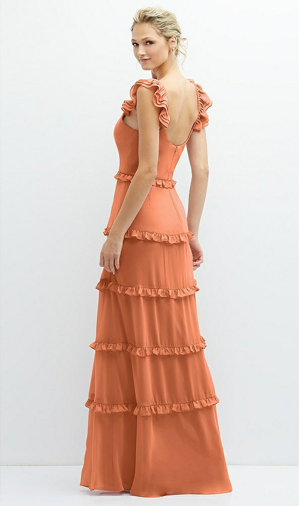 Back View - Sweet Melon Tiered Chiffon Maxi A-line Dress with Convertible Ruffle Straps