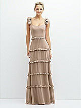 Front View Thumbnail - Topaz Tiered Chiffon Maxi A-line Dress with Convertible Ruffle Straps