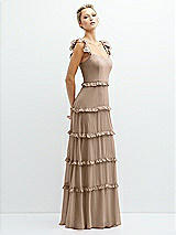 Side View Thumbnail - Topaz Tiered Chiffon Maxi A-line Dress with Convertible Ruffle Straps