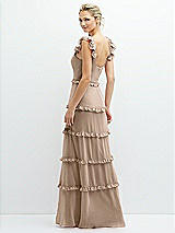 Rear View Thumbnail - Topaz Tiered Chiffon Maxi A-line Dress with Convertible Ruffle Straps