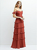 Alt View 2 Thumbnail - Amber Sunset Tiered Chiffon Maxi A-line Dress with Convertible Ruffle Straps