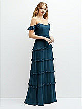 Alt View 2 Thumbnail - Atlantic Blue Tiered Chiffon Maxi A-line Dress with Convertible Ruffle Straps