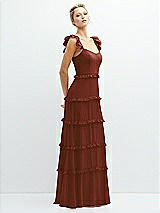 Side View Thumbnail - Auburn Moon Tiered Chiffon Maxi A-line Dress with Convertible Ruffle Straps