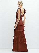 Rear View Thumbnail - Auburn Moon Tiered Chiffon Maxi A-line Dress with Convertible Ruffle Straps
