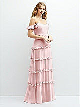 Alt View 2 Thumbnail - Ballet Pink Tiered Chiffon Maxi A-line Dress with Convertible Ruffle Straps