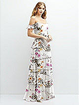 Alt View 2 Thumbnail - Butterfly Botanica Ivory Tiered Chiffon Maxi A-line Dress with Convertible Ruffle Straps