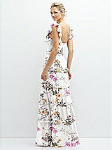 Rear View Thumbnail - Butterfly Botanica Ivory Tiered Chiffon Maxi A-line Dress with Convertible Ruffle Straps