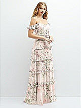 Alt View 2 Thumbnail - Blush Garden Tiered Chiffon Maxi A-line Dress with Convertible Ruffle Straps