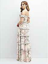 Alt View 3 Thumbnail - Blush Garden Tiered Chiffon Maxi A-line Dress with Convertible Ruffle Straps