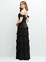 Alt View 3 Thumbnail - Black Tiered Chiffon Maxi A-line Dress with Convertible Ruffle Straps