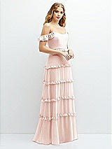 Alt View 2 Thumbnail - Blush Tiered Chiffon Maxi A-line Dress with Convertible Ruffle Straps