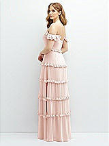 Alt View 3 Thumbnail - Blush Tiered Chiffon Maxi A-line Dress with Convertible Ruffle Straps