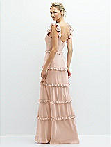 Rear View Thumbnail - Cameo Tiered Chiffon Maxi A-line Dress with Convertible Ruffle Straps