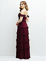 Alt View 3 Thumbnail - Cabernet Tiered Chiffon Maxi A-line Dress with Convertible Ruffle Straps
