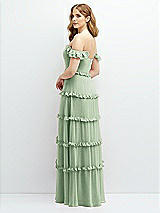 Alt View 3 Thumbnail - Celadon Tiered Chiffon Maxi A-line Dress with Convertible Ruffle Straps