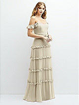 Alt View 2 Thumbnail - Champagne Tiered Chiffon Maxi A-line Dress with Convertible Ruffle Straps