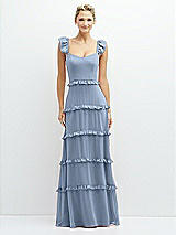 Front View Thumbnail - Cloudy Tiered Chiffon Maxi A-line Dress with Convertible Ruffle Straps
