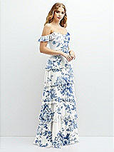 Alt View 2 Thumbnail - Cottage Rose Dusk Blue Tiered Chiffon Maxi A-line Dress with Convertible Ruffle Straps