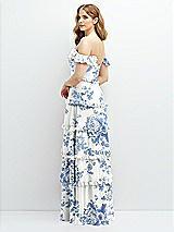 Alt View 3 Thumbnail - Cottage Rose Dusk Blue Tiered Chiffon Maxi A-line Dress with Convertible Ruffle Straps