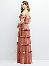 Alt View 3 Thumbnail - Desert Rose Tiered Chiffon Maxi A-line Dress with Convertible Ruffle Straps