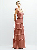Side View Thumbnail - Desert Rose Tiered Chiffon Maxi A-line Dress with Convertible Ruffle Straps