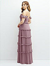 Alt View 3 Thumbnail - Dusty Rose Tiered Chiffon Maxi A-line Dress with Convertible Ruffle Straps