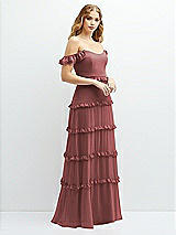 Alt View 2 Thumbnail - English Rose Tiered Chiffon Maxi A-line Dress with Convertible Ruffle Straps