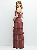 Alt View 3 Thumbnail - English Rose Tiered Chiffon Maxi A-line Dress with Convertible Ruffle Straps