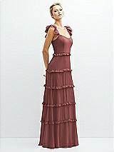 Side View Thumbnail - English Rose Tiered Chiffon Maxi A-line Dress with Convertible Ruffle Straps