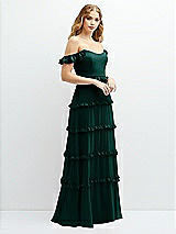Alt View 2 Thumbnail - Evergreen Tiered Chiffon Maxi A-line Dress with Convertible Ruffle Straps